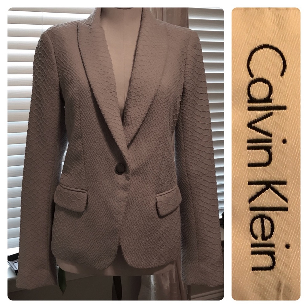Grey Textured Calvin Klein Blazer